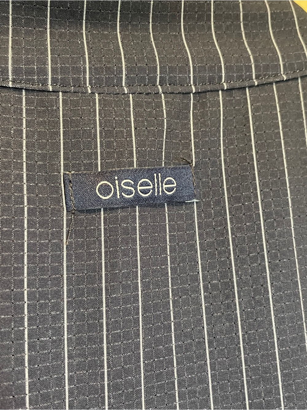 oiselle Navy Athletic Button-down Dress with White Pinstripes
